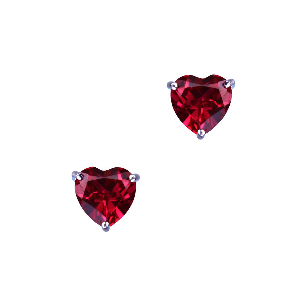 Ruby heart hot sale stud earrings