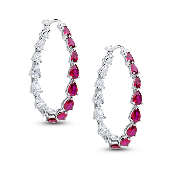 April Hoop Earrings (Ruby)